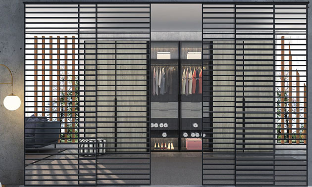 格栅门·黑色边框配黑色格栅横拼38-1